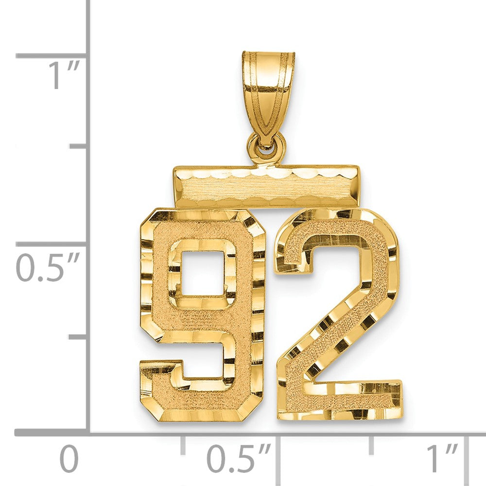 14k Medium Diamond-cut Number 92 Charm