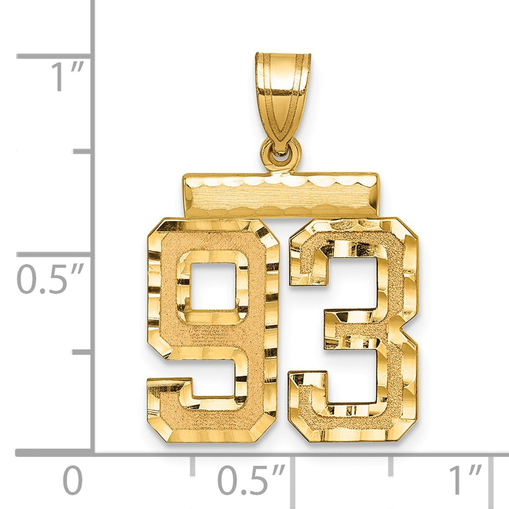 14k Medium Diamond-cut Number 93 Charm