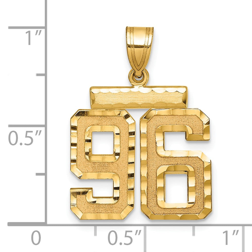 14k Medium Diamond-cut Number 96 Charm