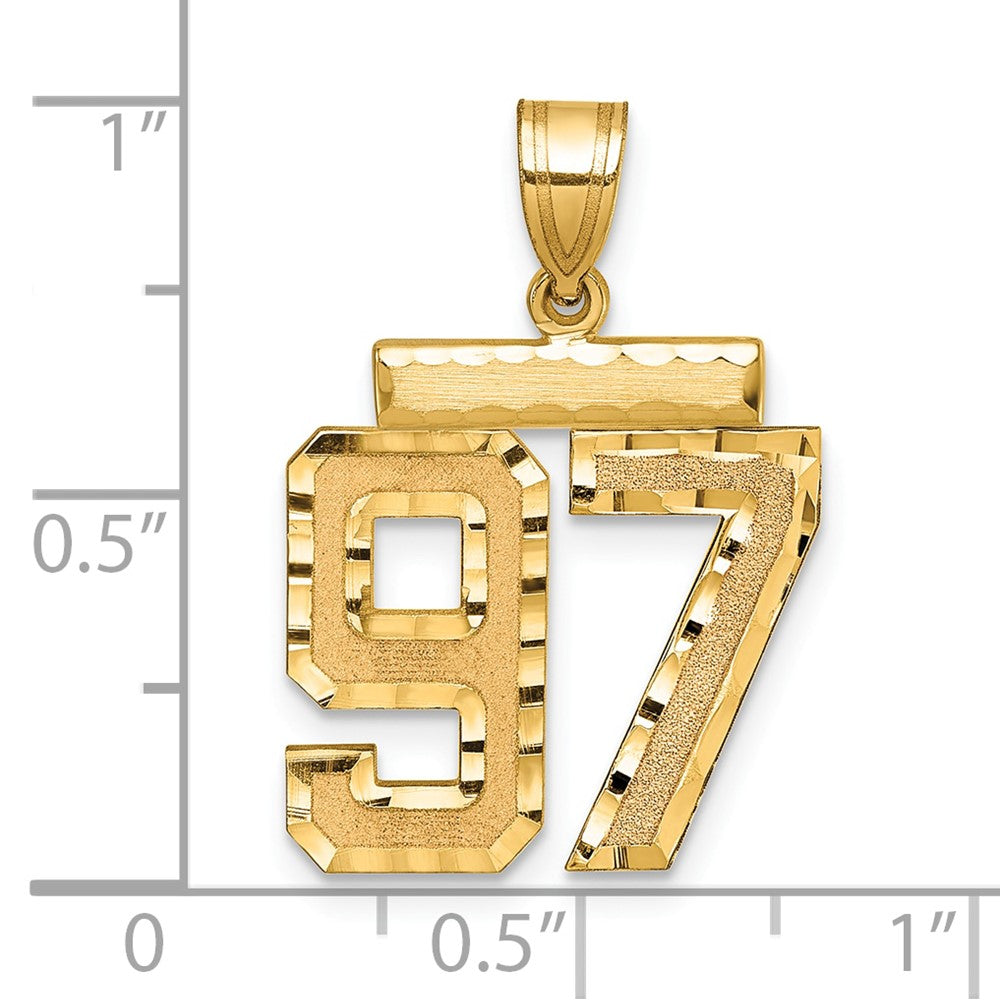 14k Medium Diamond-cut Number 97 Charm