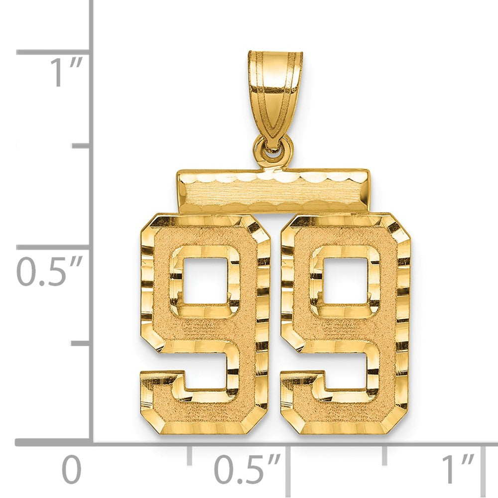 14k Medium Diamond-cut Number 99 Charm