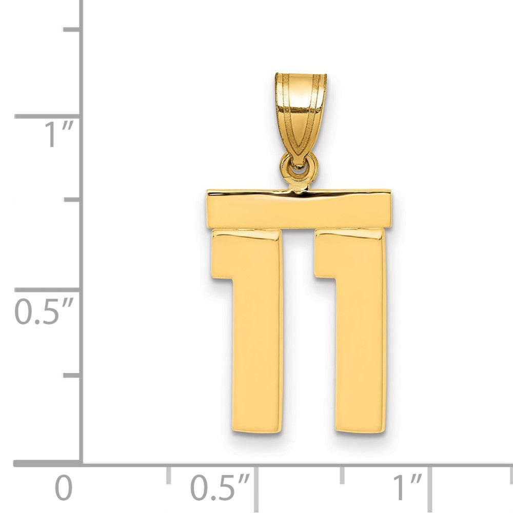 14k Medium Polished Number 11 Charm