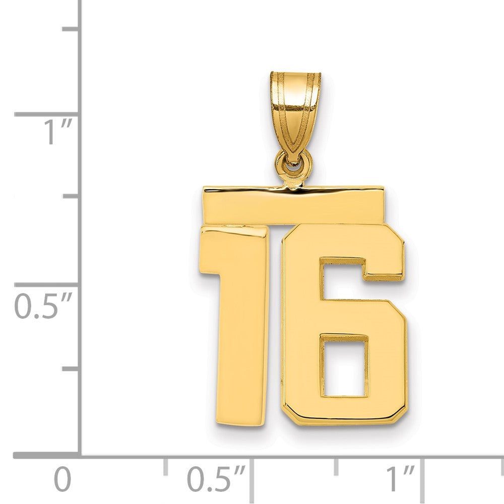 14k Medium Polished Number 16 Charm