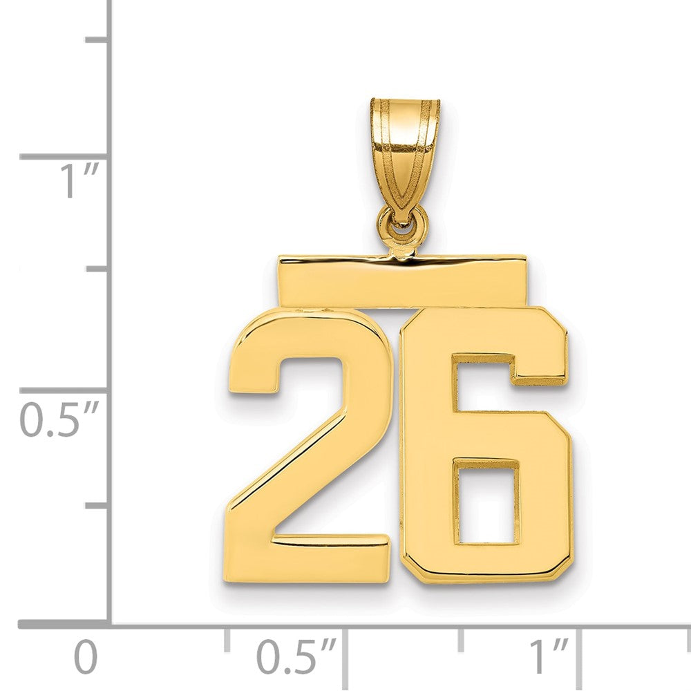 14k Medium Polished Number 26 Charm