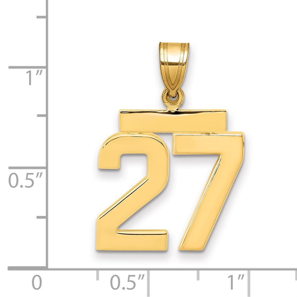 14k Medium Polished Number 27 Charm