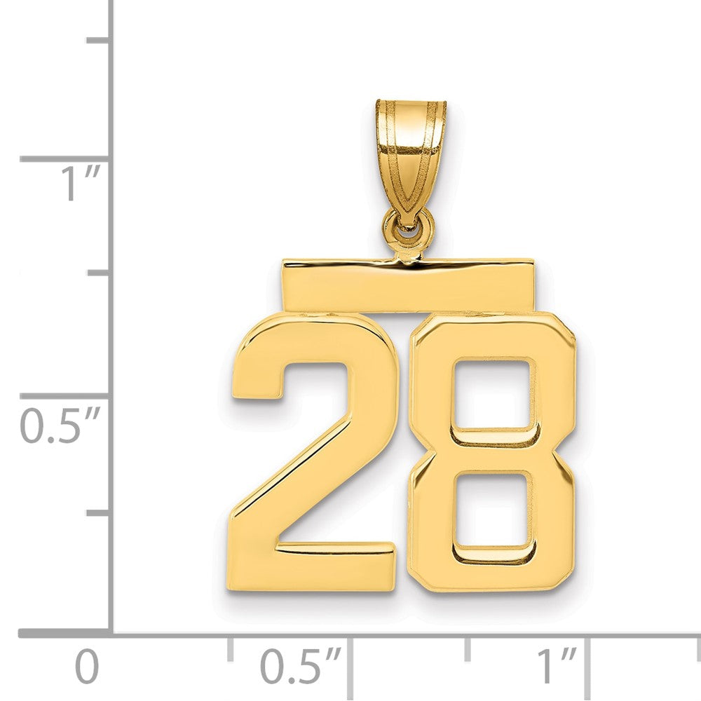 14k Medium Polished Number 28 Charm