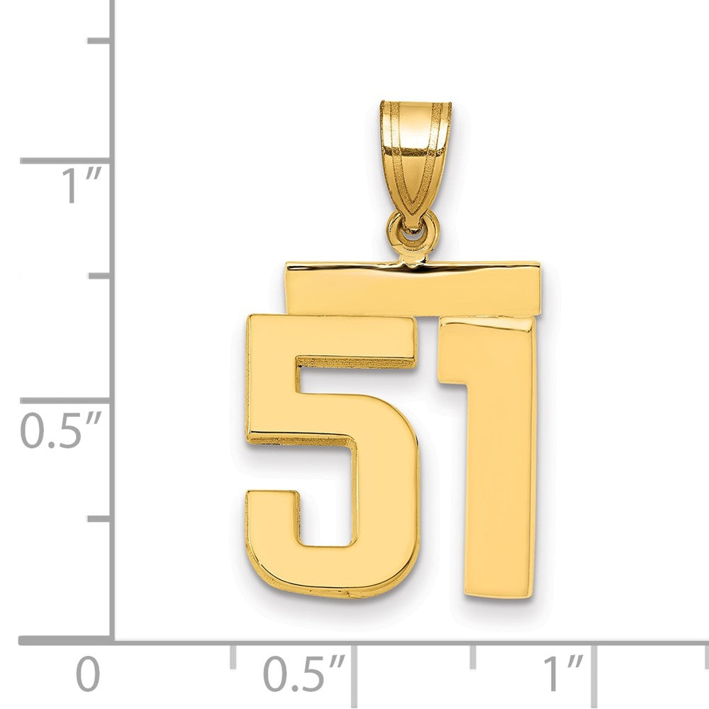14k Medium Polished Number 51 Charm