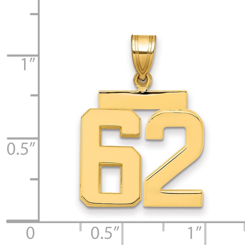 14k Medium Polished Number 62 Charm