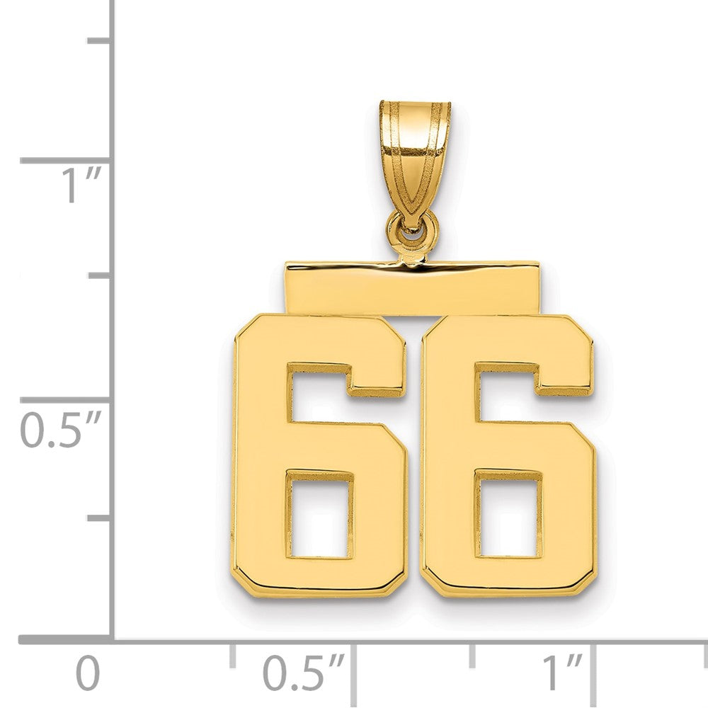 14k Medium Polished Number 66 Charm