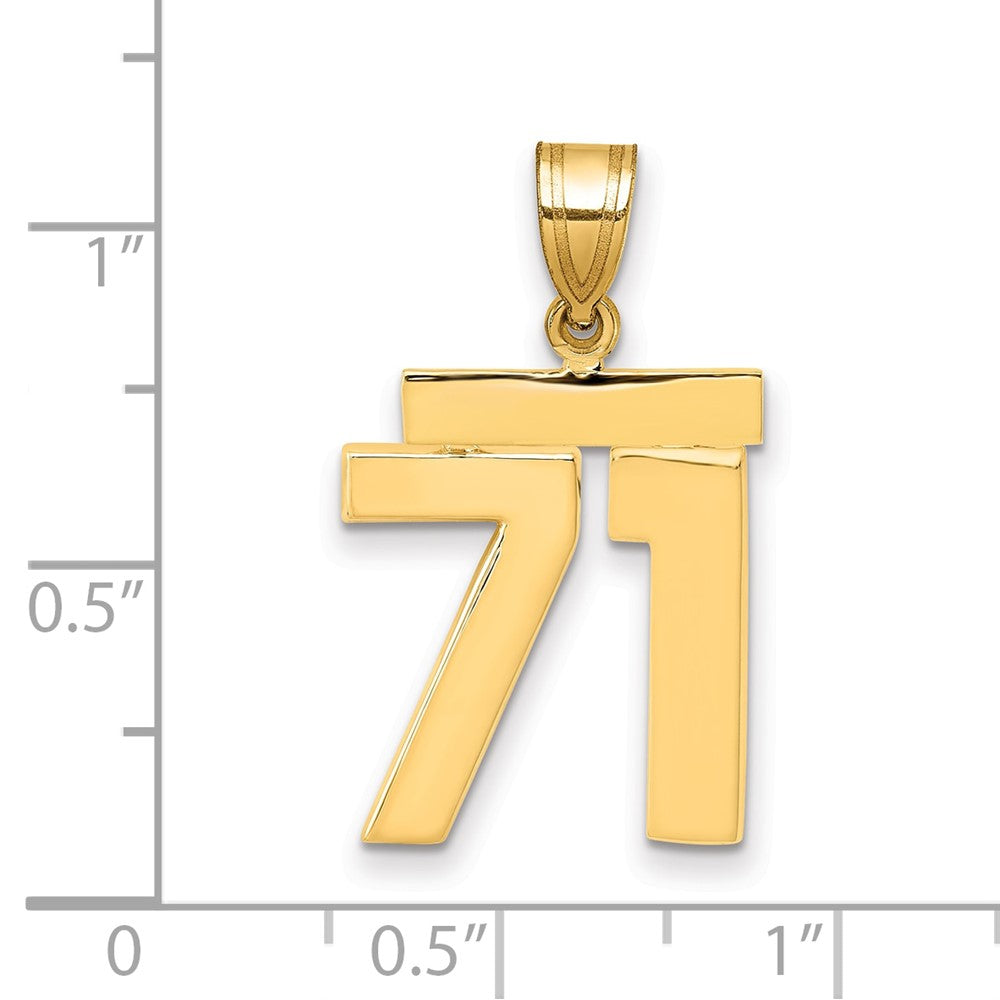 14k Medium Polished Number 71 Charm