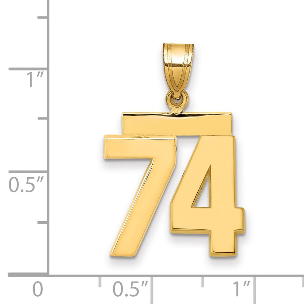 14k Medium Polished Number 74 Charm