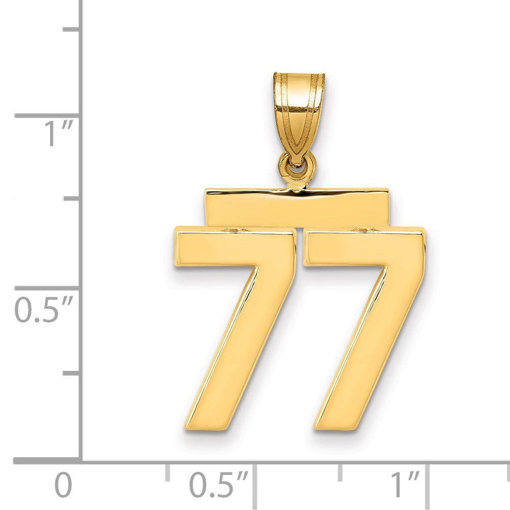 14k Medium Polished Number 77 Charm