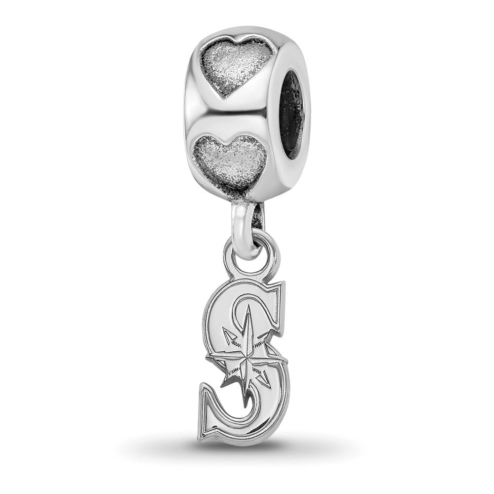 Sterling Silver Rhodium-plated Seattle Mariners S on Heart Bead