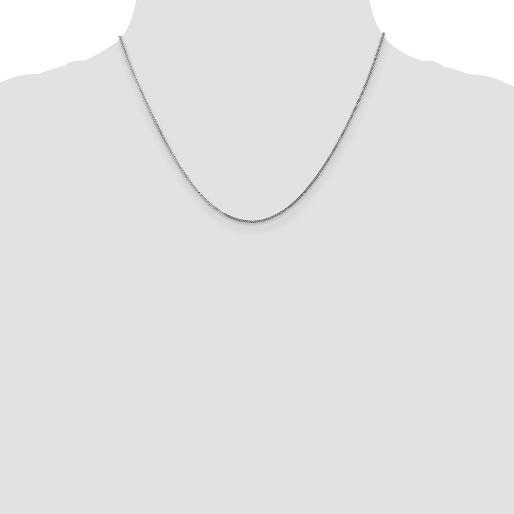 14K White Gold 18 inch 1.4mm Curb with Spring Ring Clasp Pendant Chain