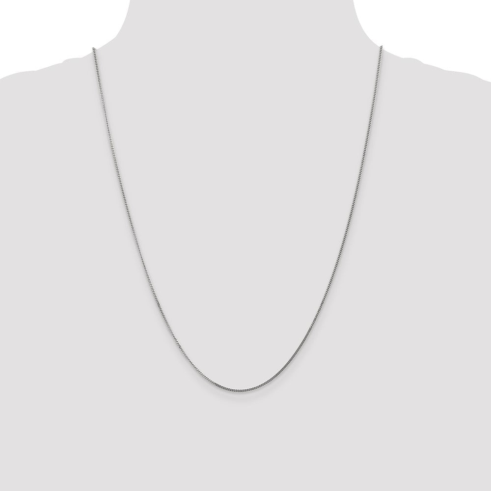 14K White Gold 24 inch 1.4mm Curb with Spring Ring Clasp Pendant Chain