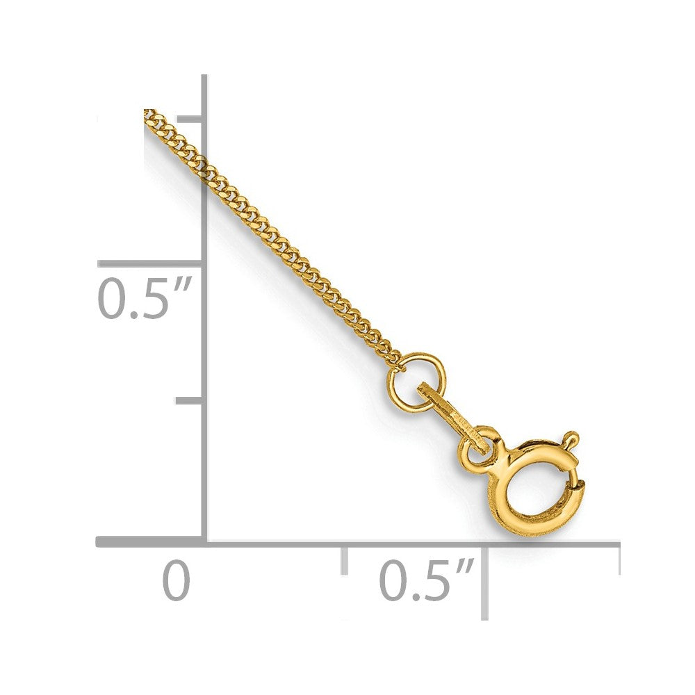 14K 10 inch .9mm Curb with Spring Ring Clasp Anklet
