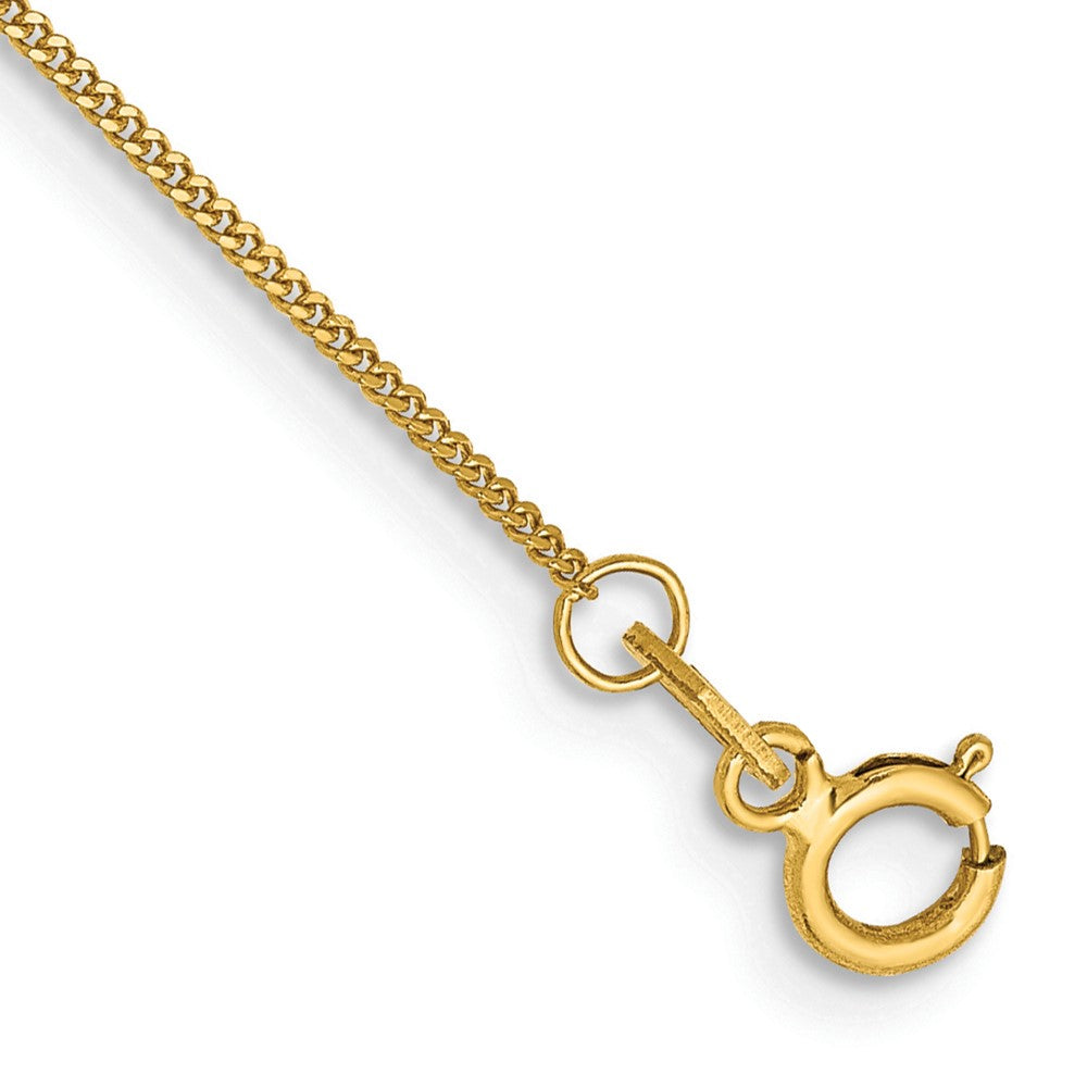 14K 10 inch .9mm Curb with Spring Ring Clasp Anklet