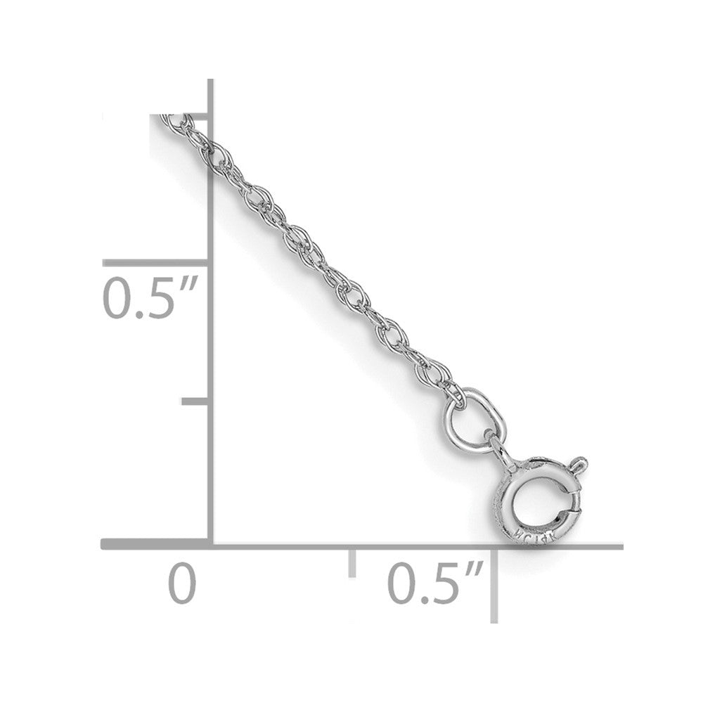 14K White Gold 9 inch .8mm Light Rope with Spring Ring Clasp Anklet