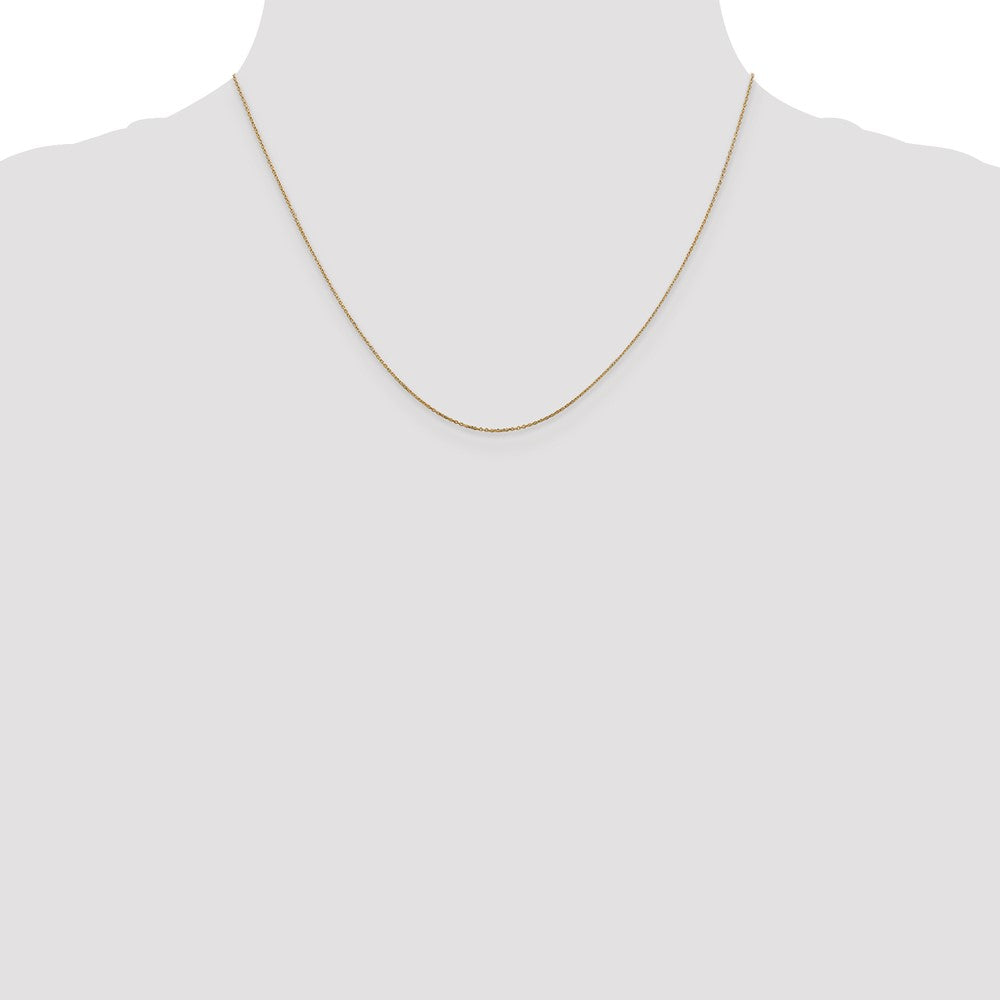 14K 18 inch .6mm Diamond-cut Round Open Link Cable with Spring Ring Clasp Chain