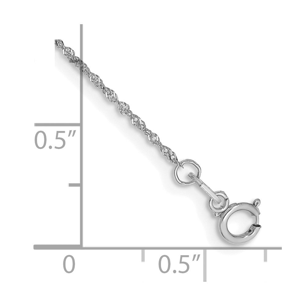 14K White Gold 10 inch 1mm Singapore with Spring Ring Clasp Anklet