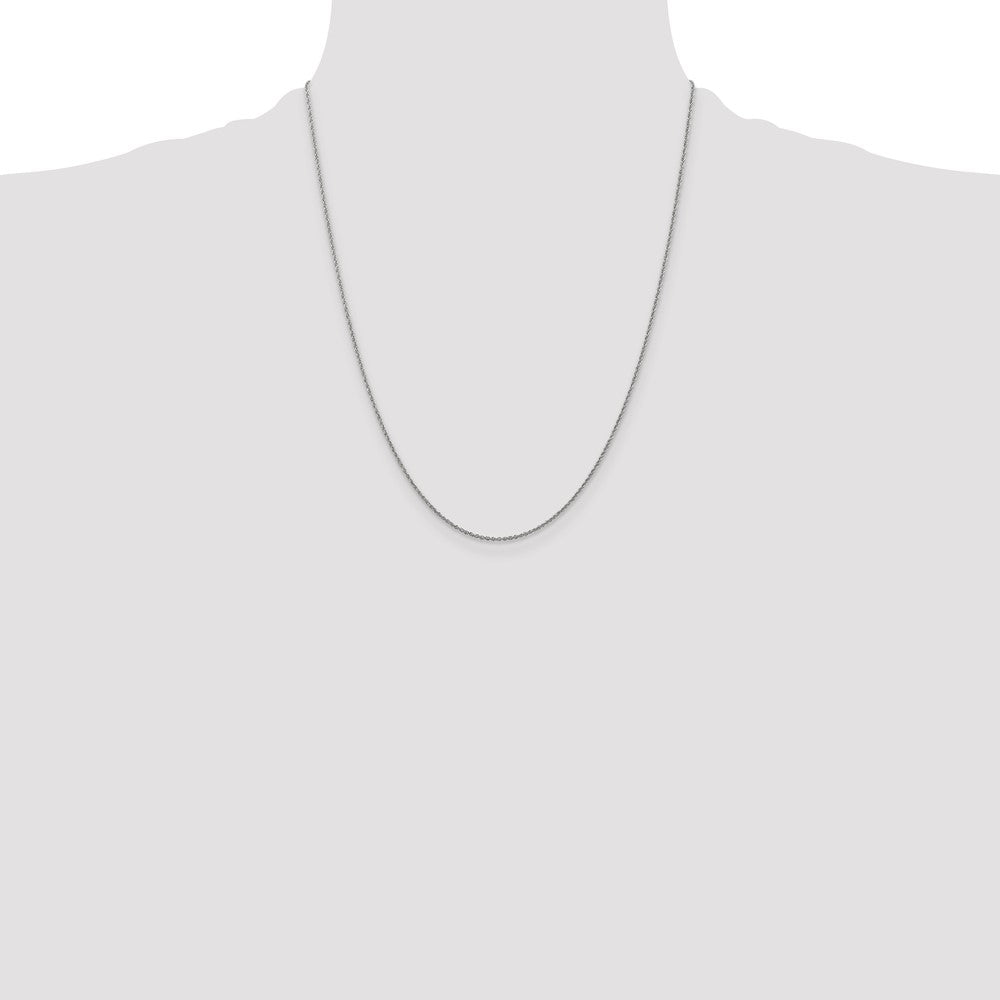 14K White Gold 22 inch 1.1mm Rope with Spring Ring Clasp Chain