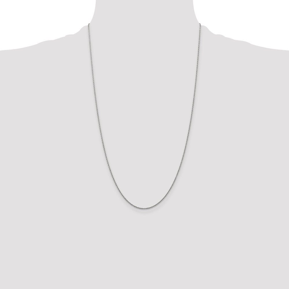 14K White Gold 26 inch 1.1mm Rope with Spring Ring Clasp Chain
