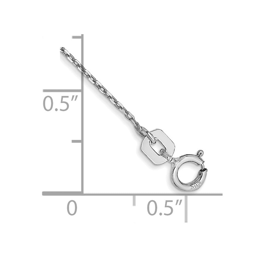 14K White Gold 10 inch .8mm Diamond-cut Cable with Spring Ring Clasp Anklet