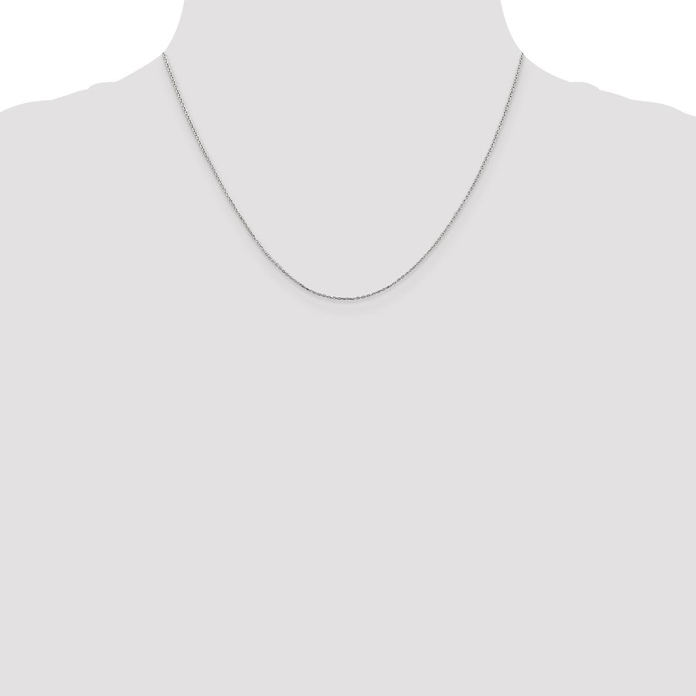14K White Gold 20 inch .8mm Diamond-cut Cable with Lobster Clasp Chain