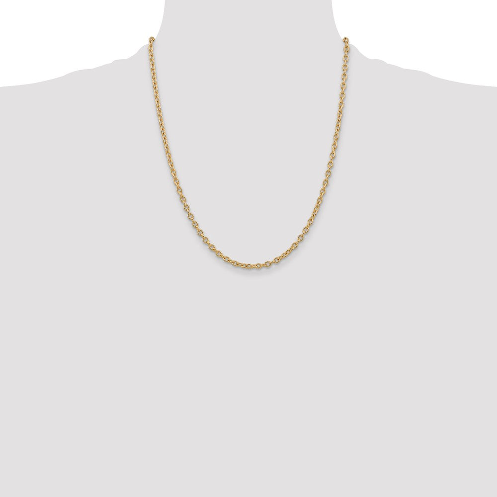 14K 22 inch 3.2mm Round Open Link Cable with Lobster Clasp Chain