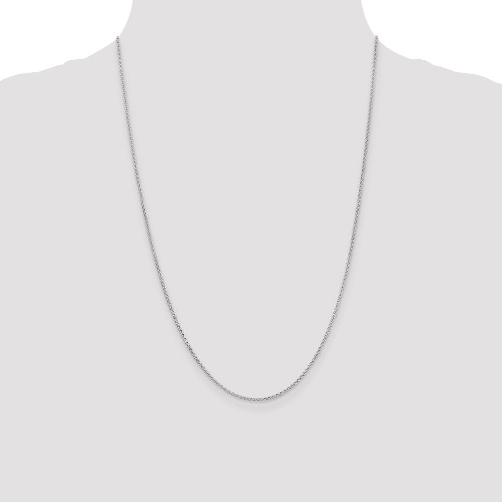 14K White Gold 24 inch 1.55mm Rolo with Lobster Clasp Pendant Chain