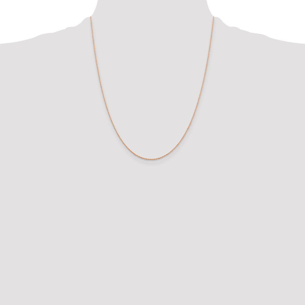 14K Rose Gold 22 inch .5mm Rope with Spring Ring Clasp Chain