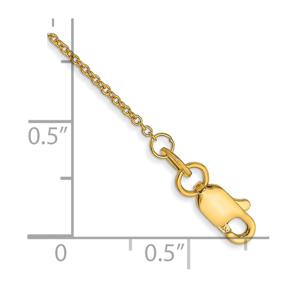 14K 10 inch 1mm Round Open Link Cable with Lobster Clasp Anklet