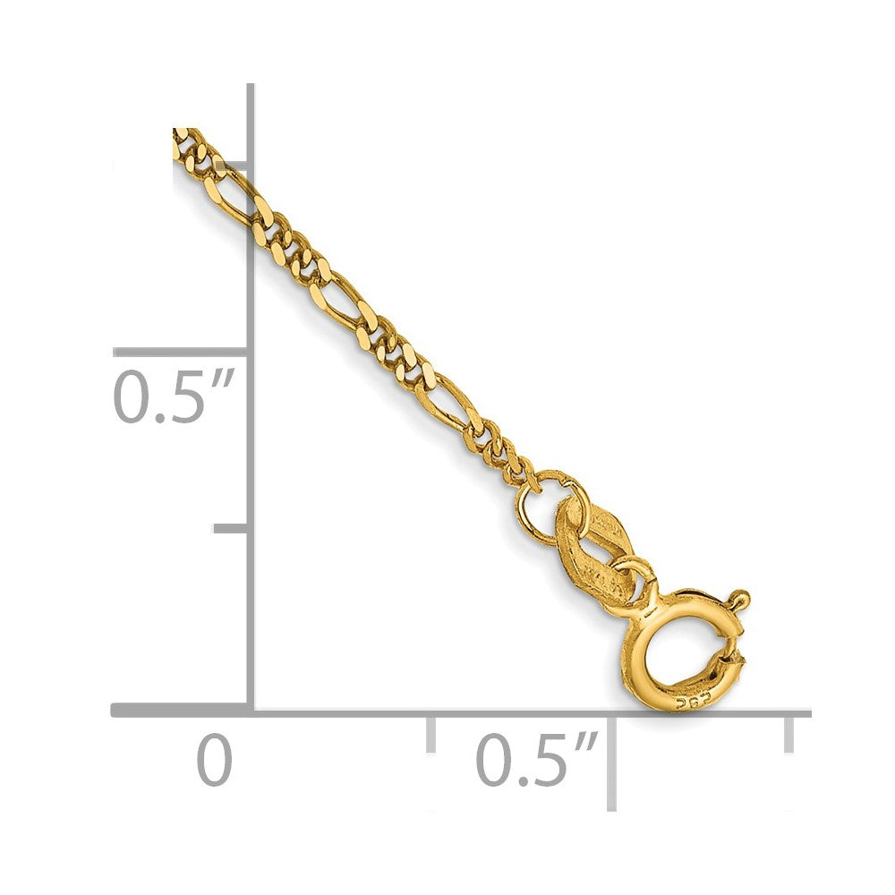 14K 6 inch 1.25mm Flat Figaro with Spring Pendant Ring Pendant Bracelet