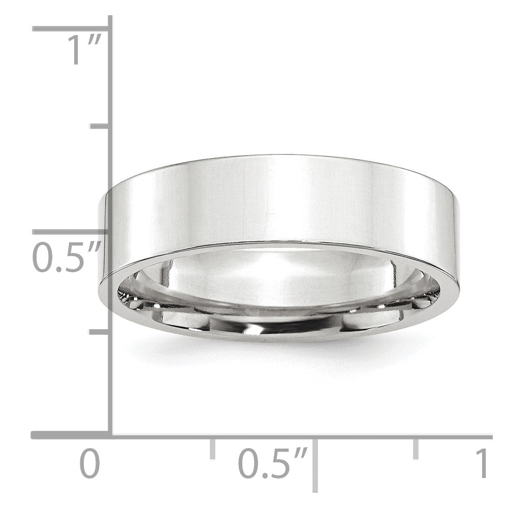 Platinum 6mm Polished Flat Wedding Band Size 12