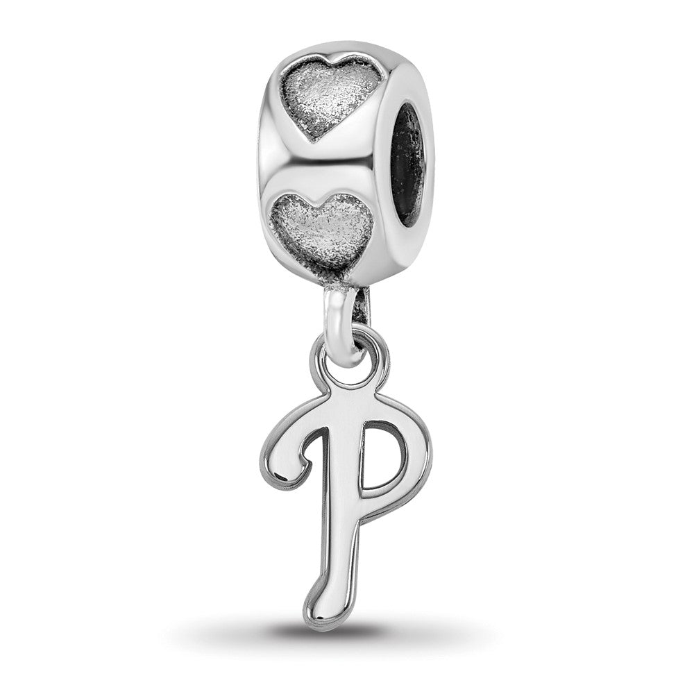 Sterling Silver RH-plate Philadelphia Phillies P on Heart Bead