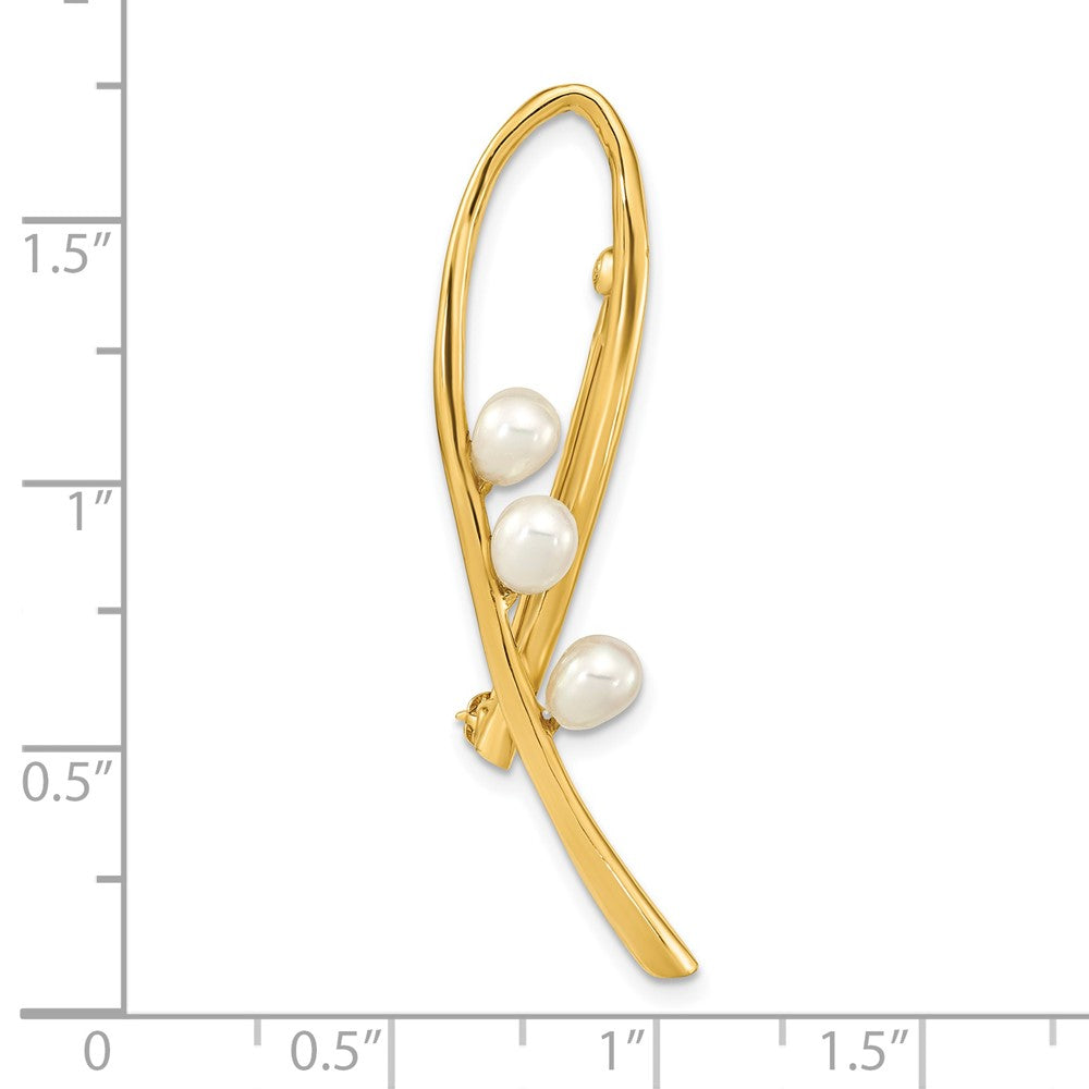 14k 4-5mm White Teardrop Freshwater Cultured Pearl Brooch
