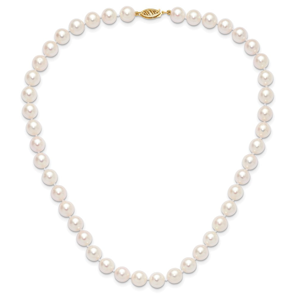 14k 8-9mm White Round Akoya Saltwater Cultured Pearl 16 inch Necklace