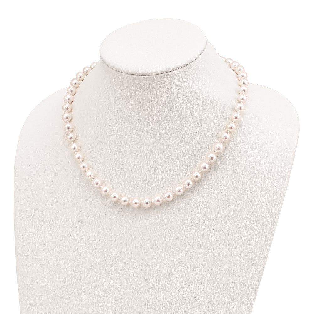 14k 8-9mm White Round Akoya Saltwater Cultured Pearl 18 inch Necklace