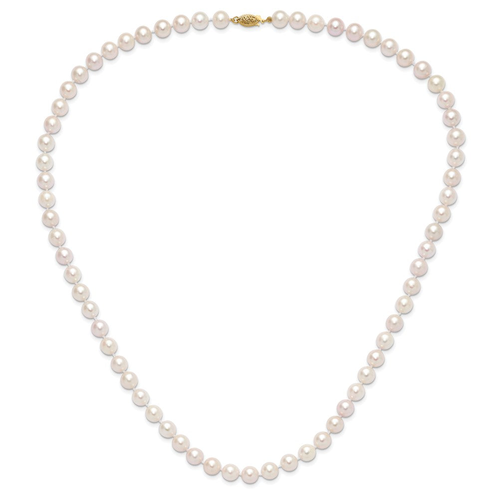 14k 8-9mm White Round Akoya Saltwater Cultured Pearl 24 inch Necklace