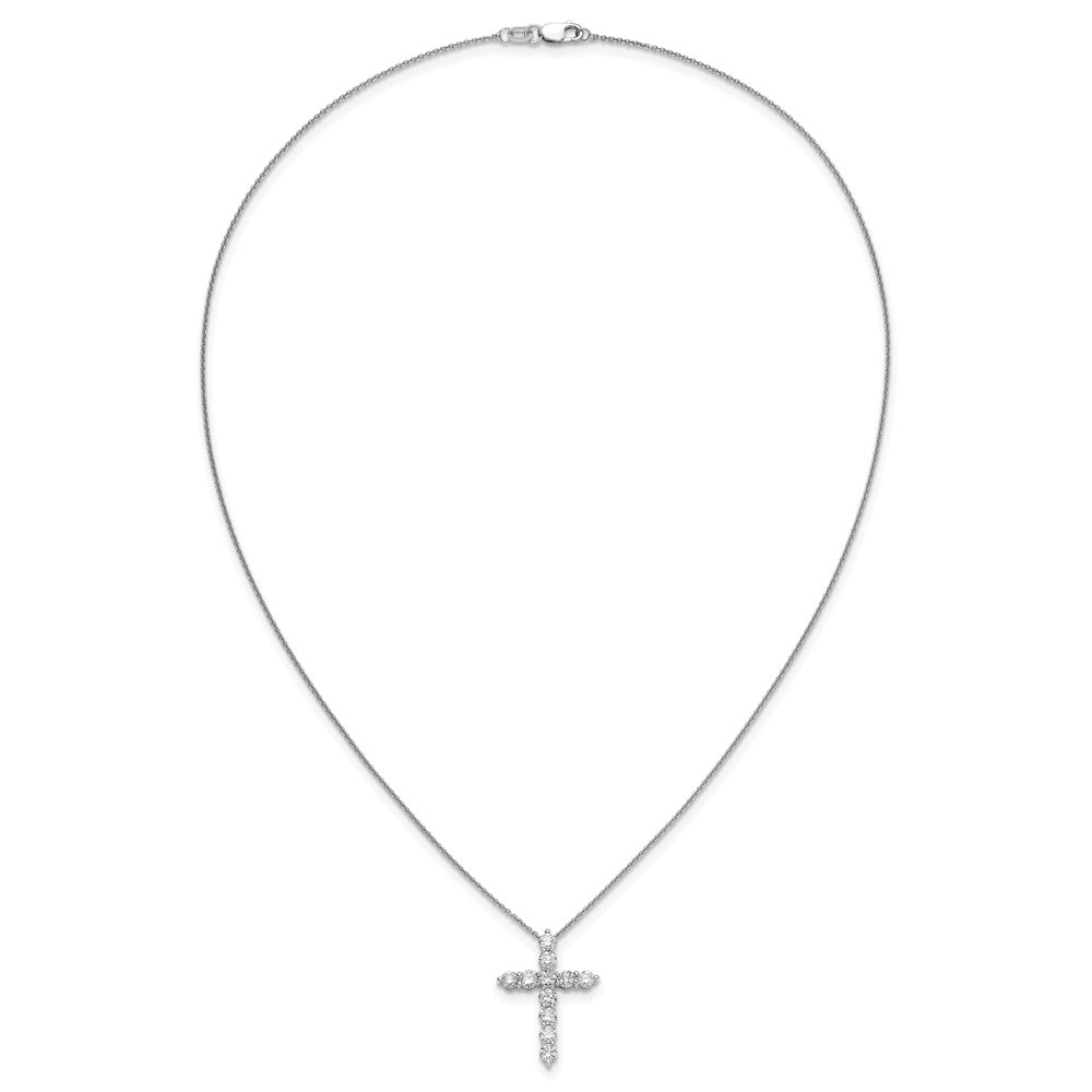 14k White Gold Diamond Cross 18 inch Necklace