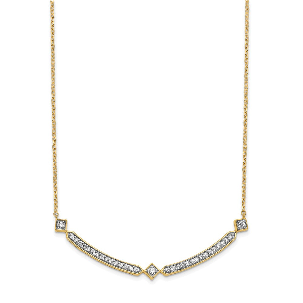 14k Diamond Curved Bar 18 inch Necklace