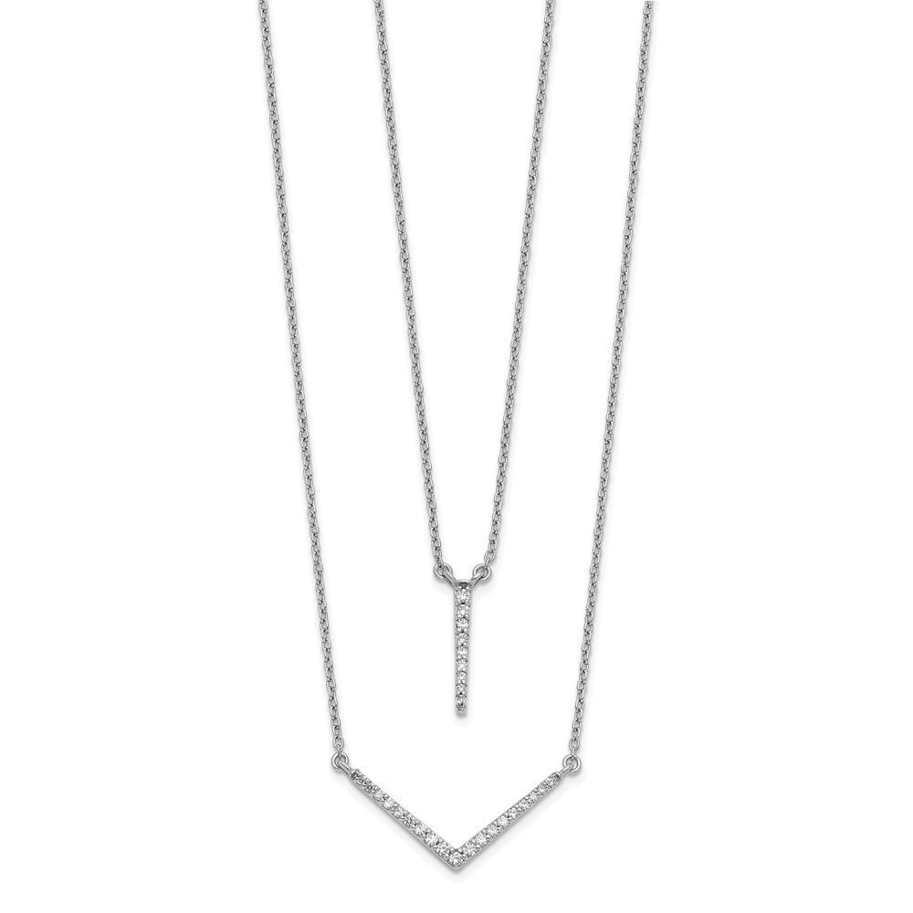 14k White Gold Diamond Double Strand 18 inch Necklace