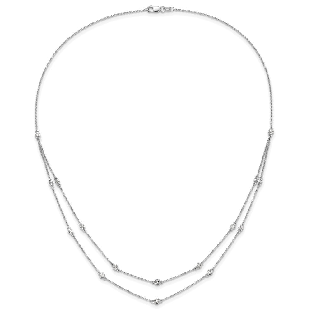 14k White Gold Diamond Multi Station Double Strand Necklace