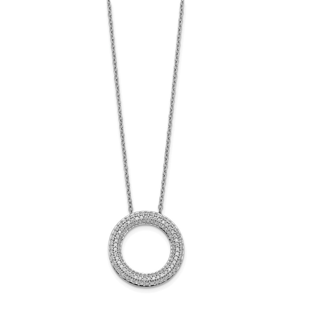 14k White Gold Diamond Circle 18 inch Necklace