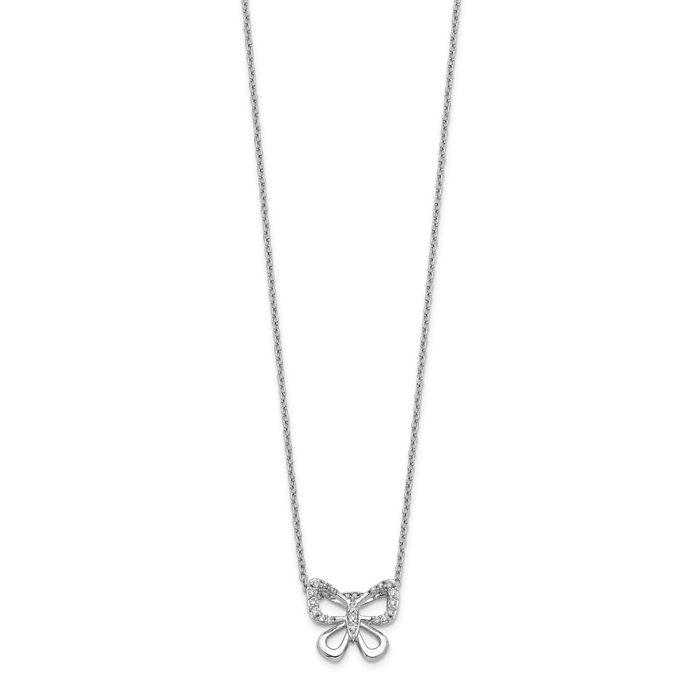 14k White Gold Diamond Butterfly 18 inch Necklace