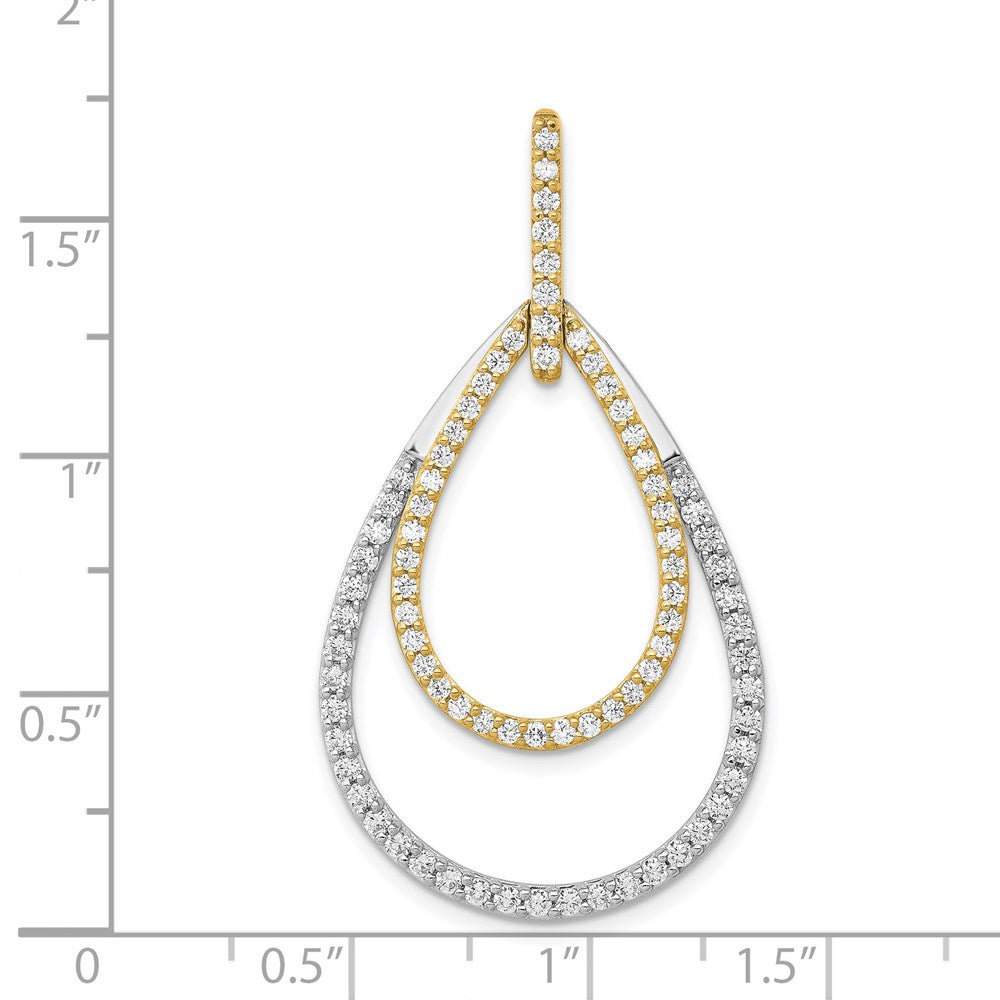 14k Two-tone 1ct. Diamond Double Teardrop Pendant