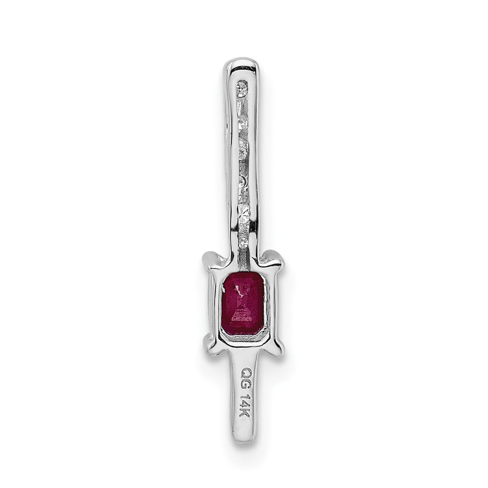 14k White Gold Diamond and .24 Ruby Fancy Chain Slide