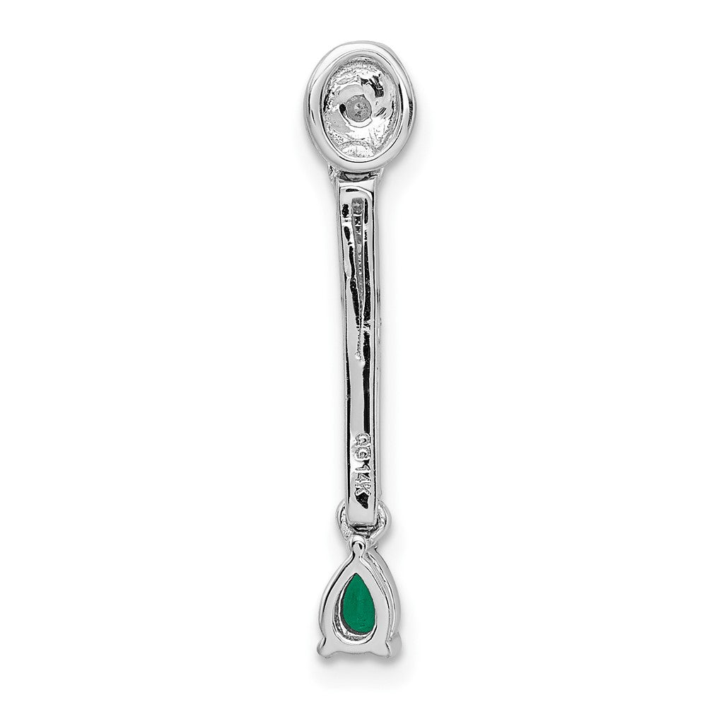 14k White Gold Diamond and Teardrop Emerald Fancy Pendant