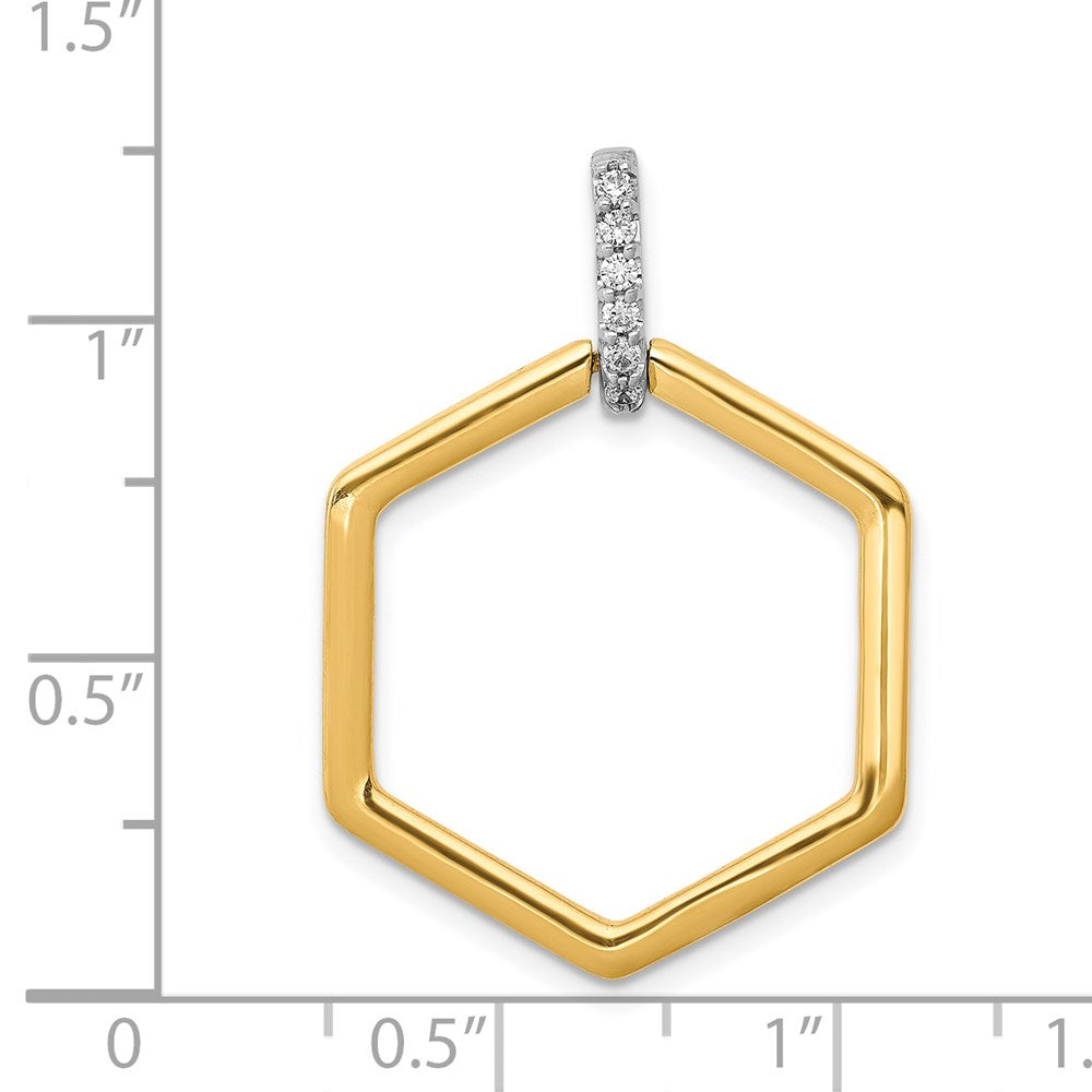 14k Two-tone 1/15ct. Diamond Fancy Hexagon Pendant