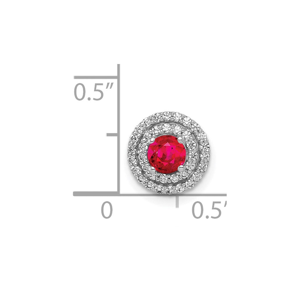 14k White Gold 1/5ct. Diamond and .25 Ruby Chain Slide